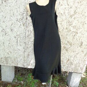 NWT Ming Wang Black Sleeveless Tank Dress Flounce Hem PM